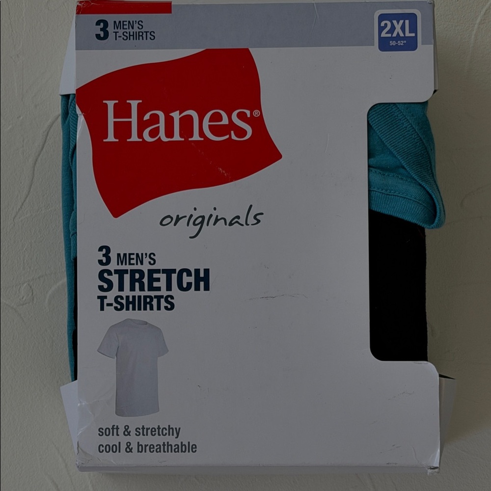 NWT 2XL 3XL Hanes Originals 3-Pack Men's SS T-Shirt Soft Breathable Cool Tagless
